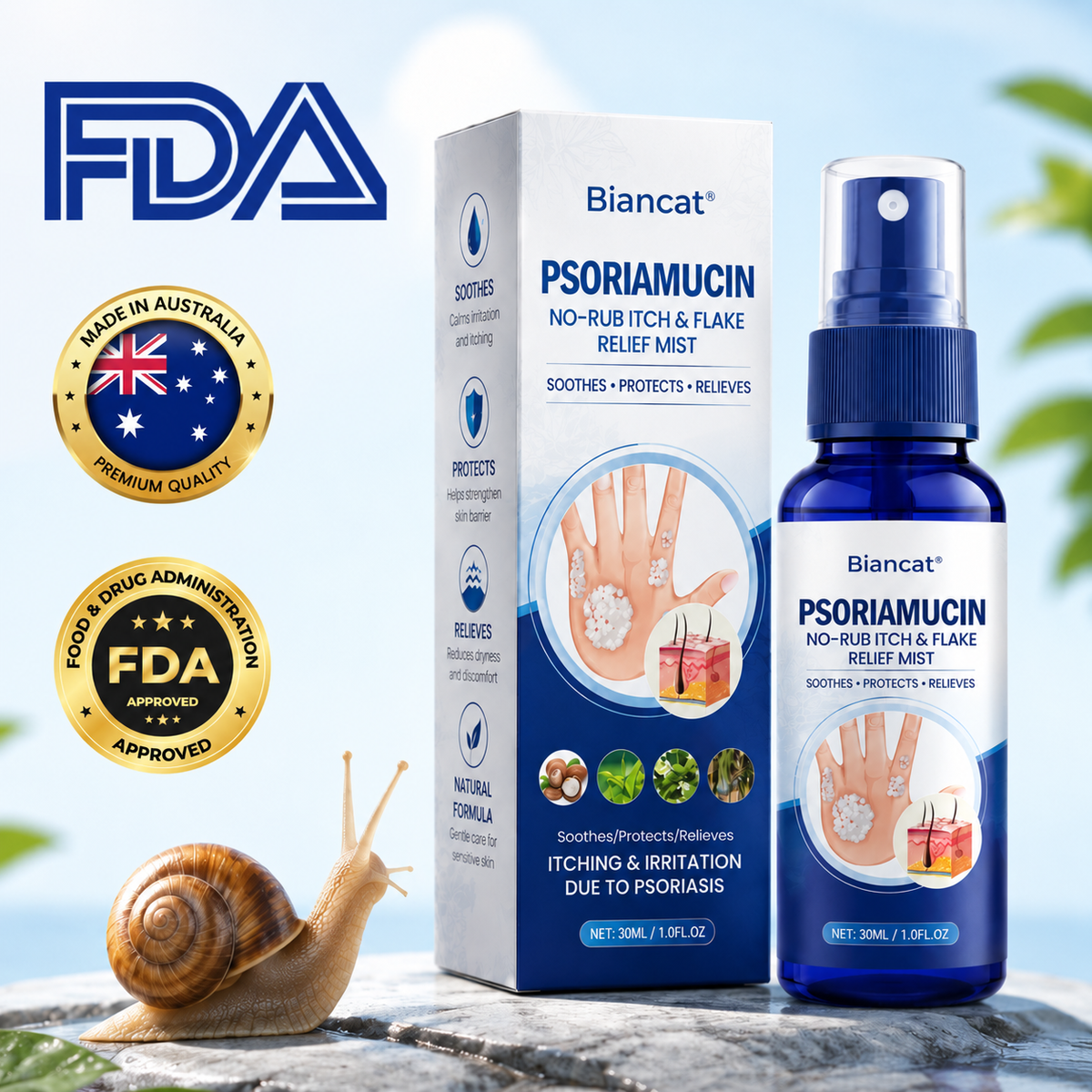 Biancat® PsoriaMucin No-Rub Itch & Flake Relief Mist